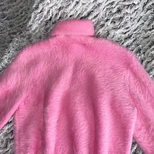 Alexander Wang Prism Pink Fuzzy Faux Fur Turtleneck Sweater - Image 9