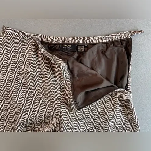 Dana Buchman Women Brown Herringbone Tweed Suit Jacket & Pants Wool size 14 & 16