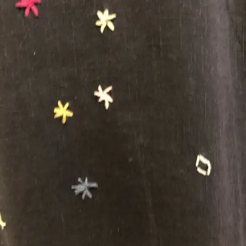 Ban Jara Cotton Embroidered Navy Blue Boho Sheath Dress Women's Size S