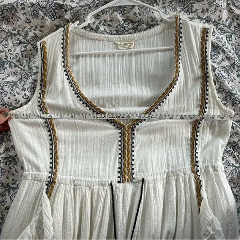 SUNDANCE TALISMAN Baba Boho White Maxi Ruffle embroidered Sleeveless Dress XL