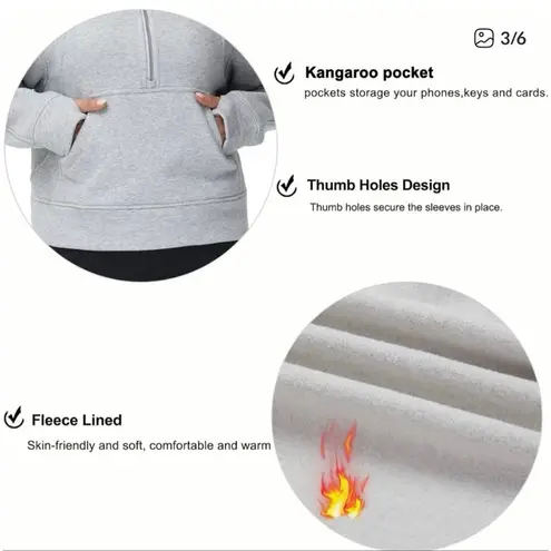 Trendy Queen grey scuba cropped quarter zip hoodie sweatshirt M Gray Size M