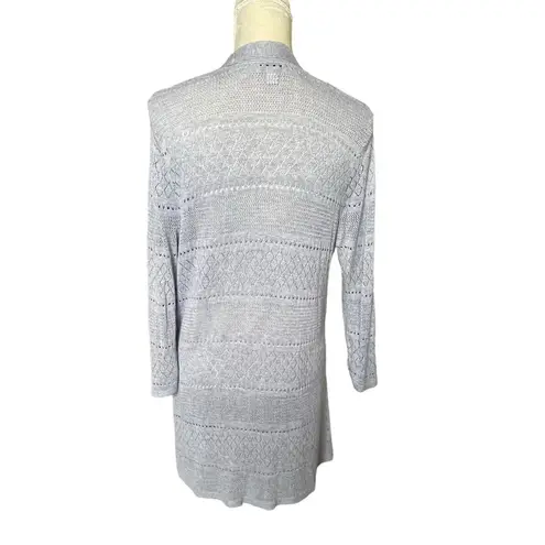 Croft & Barrow Pointelle Open Front Catdigan Sweater Women’s Size M Gray