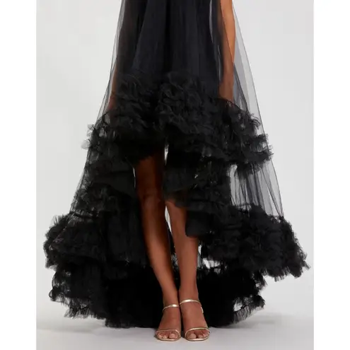 Mac Duggal NWT 68252 Tulle High Neck Sleeveless Ruffled Hem Hi-Low Gown Size 10