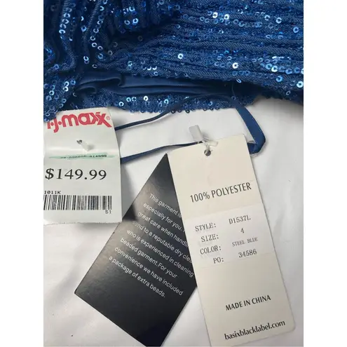 Basix Black Label Blue Sequin Keyhole Column Gown 4