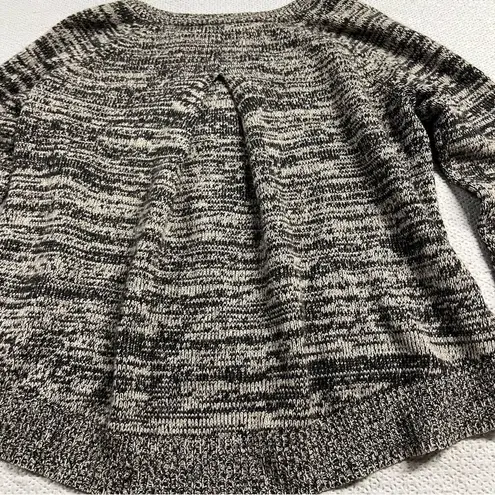 360 Cashmere  Grey Black Marled Crewneck Cashmere & Wool Sweater Size Medium EUC