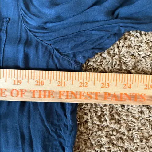 Babaton Women's Button Down Pullover Sheer Blouse Navy Medium