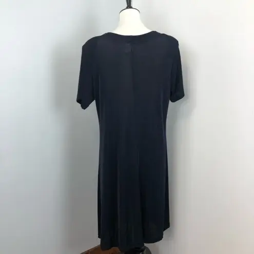 Hanes  Collection Vintage Stretch Asymmetrical Neck Midi Shirt Dress Large Casual