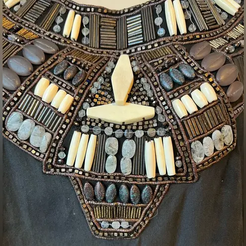 All Saints Spitalfields Hand Embellished Beading Black Soft Cotton Blouse Size 8