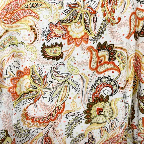 Susan Bristol Plus Size 2X Top Linen Paisley Embroidered Tunic Peach Boho 1768