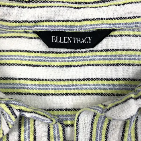 Ellen Tracy Linen Blend Top-Tunic Women XXL Striped Gauze Resort Everyday Boho