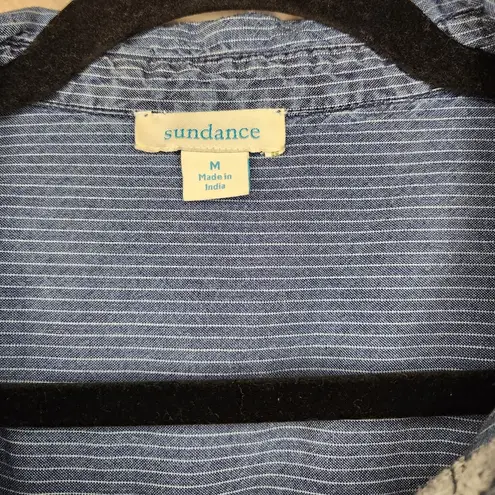 Sundance Catalog Blue Pinstripe Embroidered “Meera Top” Size m $128 Size M