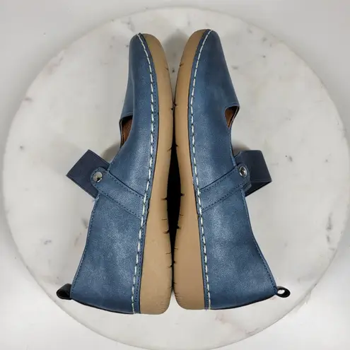 GC Lira Leather Mary Janes Womens 7 Metallic Blue Closed Toe Shoes