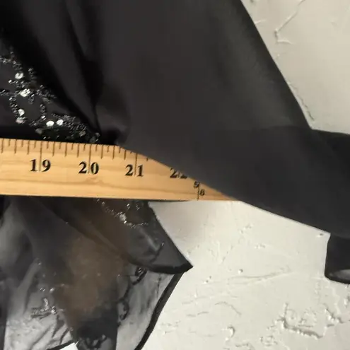 SL Fashions Sheer Embellished Vintage Y2k Jacket Womens Medium Beaded Sequin Black