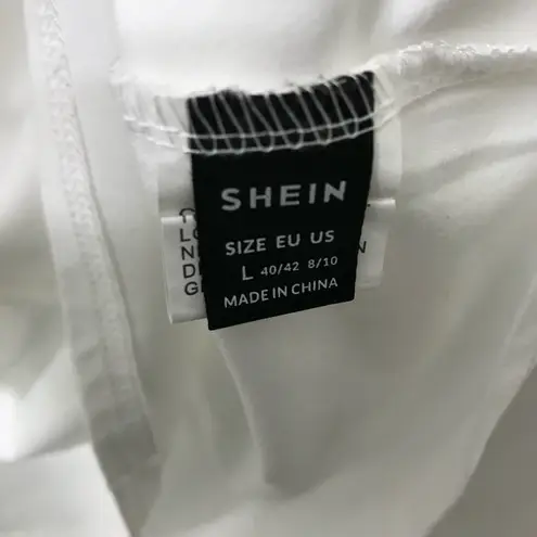 Shein White Pleated Sleeveless Crew Neck Tank Top EUC Size 10