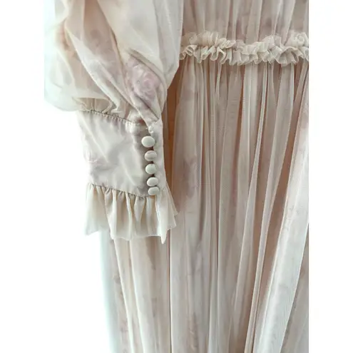 Ivy City Co Last Songbird Dress M Pink Pleated Tulle Gown Cottagecore Floral Size M