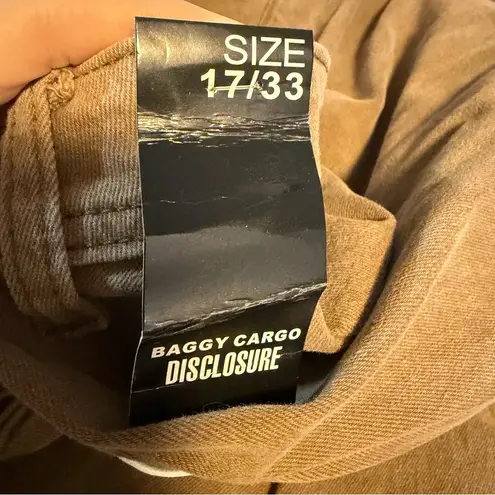 NWT Disclosure Baggy Cargo pants wide leg women's 17/33 washed brown soft denim