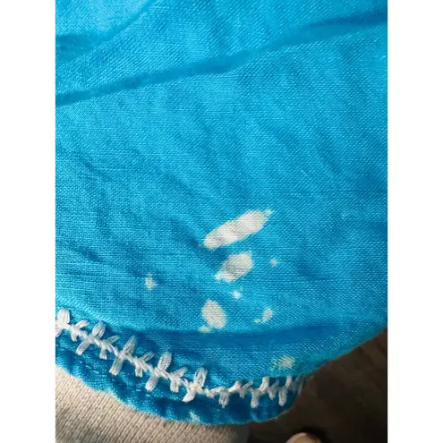 ESTEBAN CORTAZAR COLLECTIVE Aqua Hourglass White Stitch Midi Dress Size Medium Blue