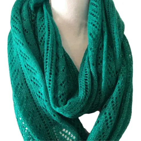Emerald Green Sparkly Knit Infinity Scarf