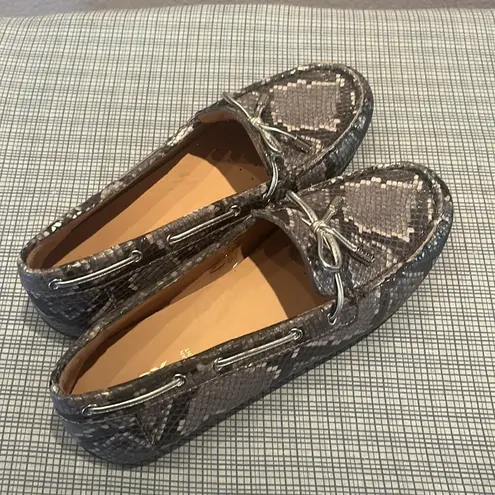 Geox Women’s Shoes Leelyah Boat Loafers Size 35, 4.5/5 Snakeskin Python Pattern