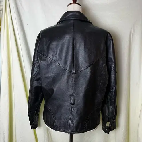 wilson's leather Wilson’s Leather Women’s Black Leather Bomber Jacket Zip Up Distressed Small