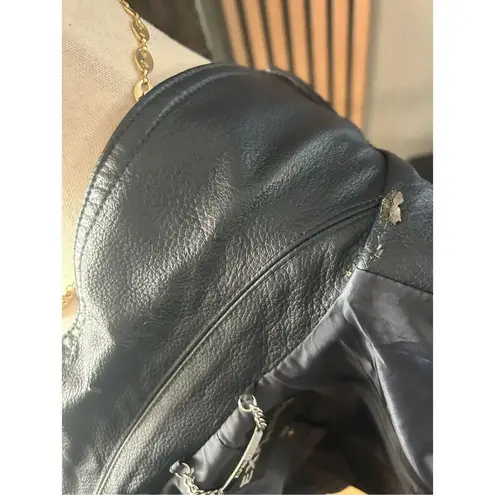 EXPRESS  faux leather dark blue jacket size small motto rock like style