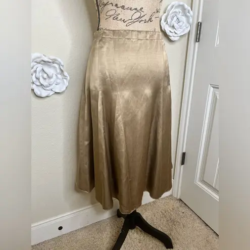 Banana Republic Linen Metallic Gold/Tan A-Line Fit & Flare Skirt Sz 10