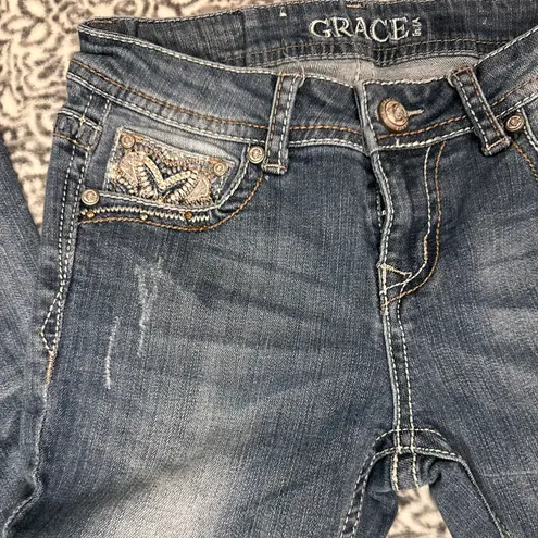 GRACE IN LA Embellished Boot Cut Jeans Size 16