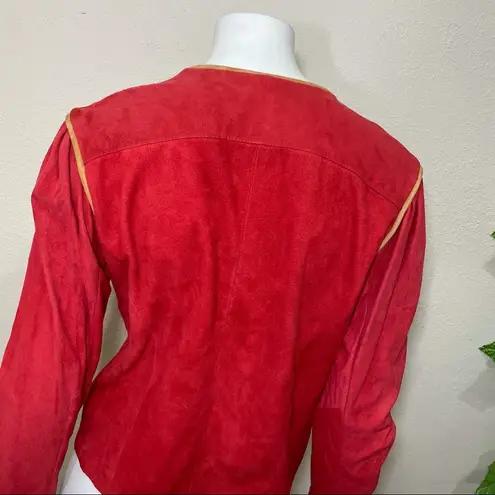 Char Sher Suede Vintage Red 1980’s Jacket Size 8