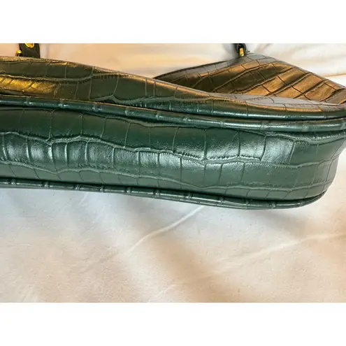 JW Pei Women's Dark Green Croc Embossed Vegan Leather Shoulder Bag Purse