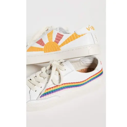 Soludos x Lockhart Embroidery Ibiza Sneakers Rainbow Wave Sun White (Size 8.5)