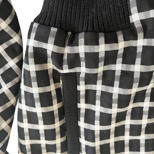Maje Black White Check Plaid Zip Up Bomber Jacket Women’s Size 36/Small