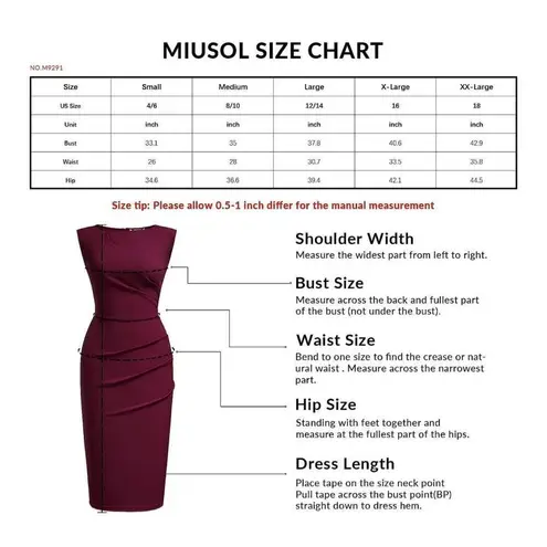 NEW Miusol Retro Ruffle Style Slim Work Pencil Dress M Black Size M