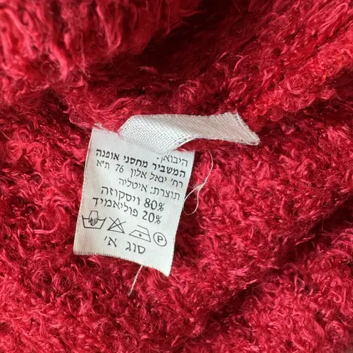 Laura della Valle Sweater Womens Large Red Boucle Pullover Fuzzy Soft Italy Cozy