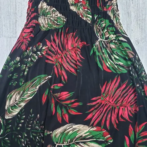 NWT Ace Fashions Black Tropical Smocked Sundress Women’s Size Large