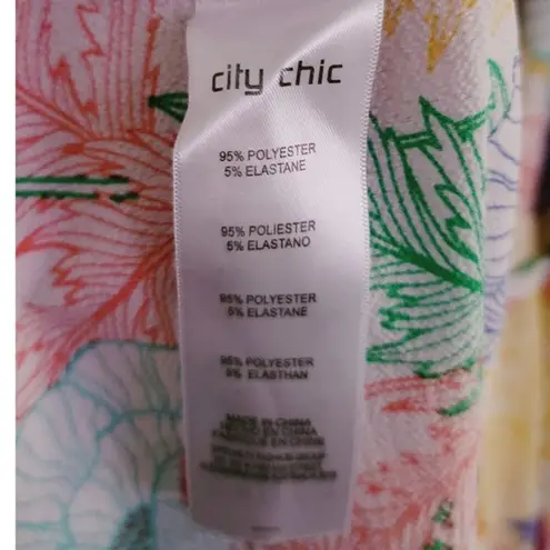 City Chic Etched Poppy Floral Print Wrap Dress Plus Large 20