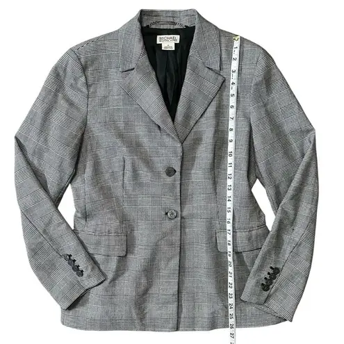 Michael Michael Kors 2 Button Lined Checker Pattern Career Blazer Black White 10