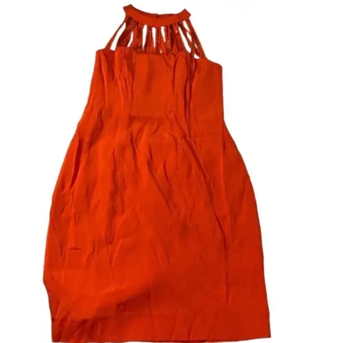 BB Collections Orange Sequin Halter Mini Dress Party Glam Size 6 Red