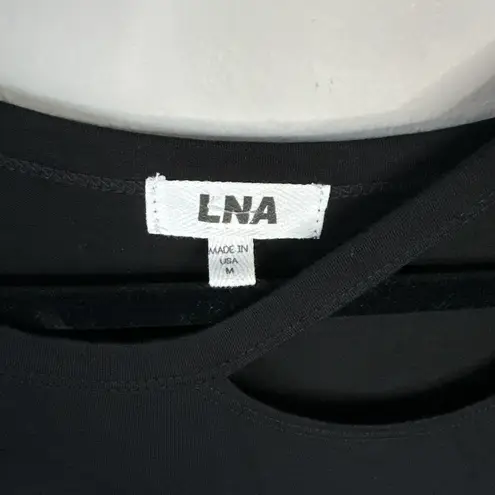 LNA Rey Dress Black Soft Stretch Jersey Knit Cutout Medium Minimal Basic Revolve