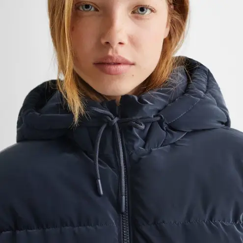 Mango  teen's long quilted puffer jacket in dark navy