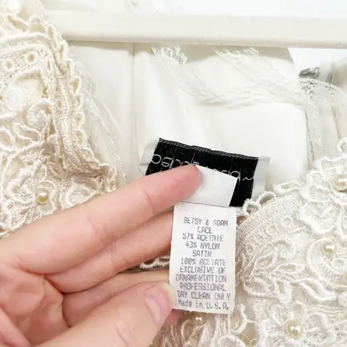 Betsy and Adam Womens Vintage 90s Ivory Lace Bridal Prom Formal Dress Size 16