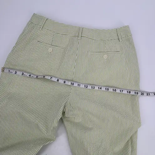Susan Bristol Pants Seersucker Womens 6 Cropped Green Stripe Spring Preppy Ankle