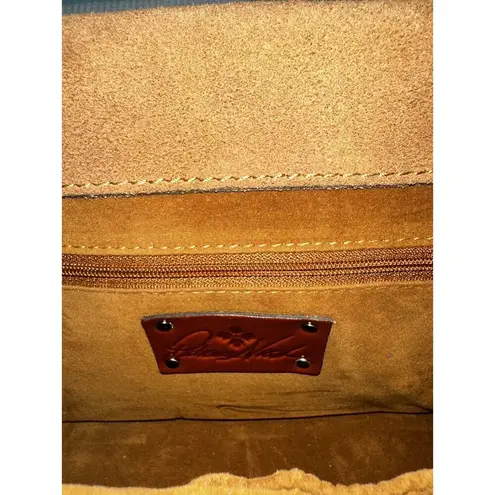 Patricia Nash New Chauny Floral Tooled Leather Satchel Handbag Purse Blue Coral