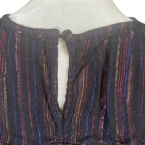 Keep In Touch women's large crop top black with multicolored metallic stripes