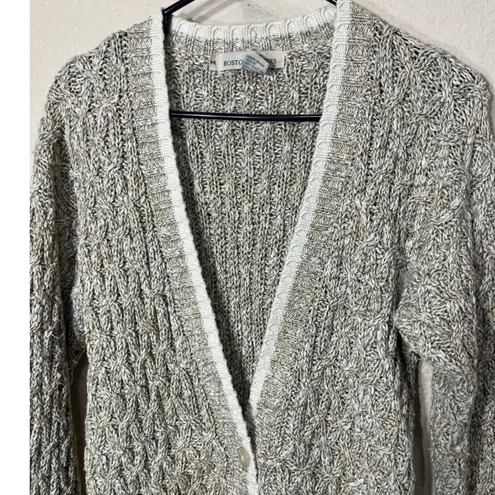 Boston Traders Vintage Cable Knit Cardigan Sweater M Neutral Tones Button Front