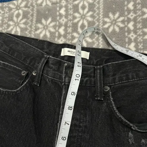 Moussy Vintage Andrews High Waisted Button Fly In Black Distressed Size 26