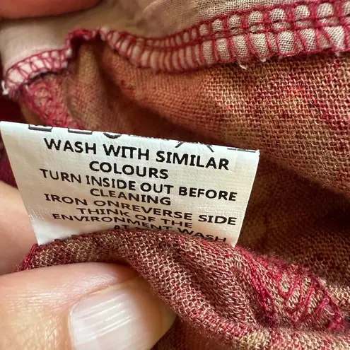 Gracila Cotton Floral Tunic Dress SZ XL Long Sleeve Ditsy Cottagecore Grannycore Red