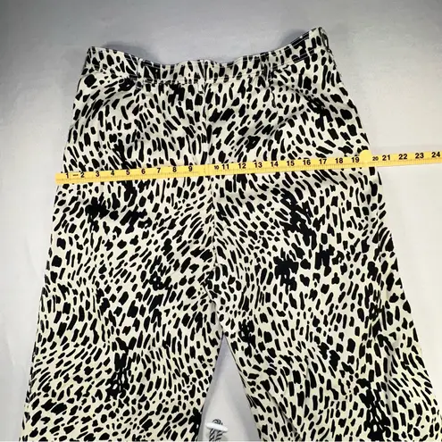 Lafayette New York 148 Women's Sz 8 Coleman Cheetah Wide Leg Cropped Twill Pants Black