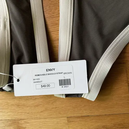 Sundays Brunch Women's Two Piece Swimsuit Wandering In Paris Brown White Sz L Size L