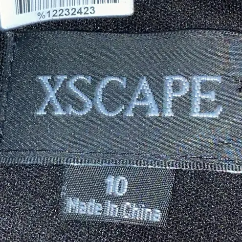 XScape WO SIZE 10 LONG MAXI EVENING DRESS BLACK BEADED EMBROIDERED FLORAL DESIGN