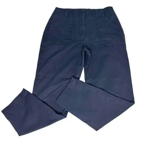 Veronica Beard Mahary Utility High Waist Straight Leg Cropped Pants Ink 8